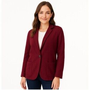 J.Crew Cecile Sweater Blazer Burgundy Knit Jacket Women’s 2X Work Office